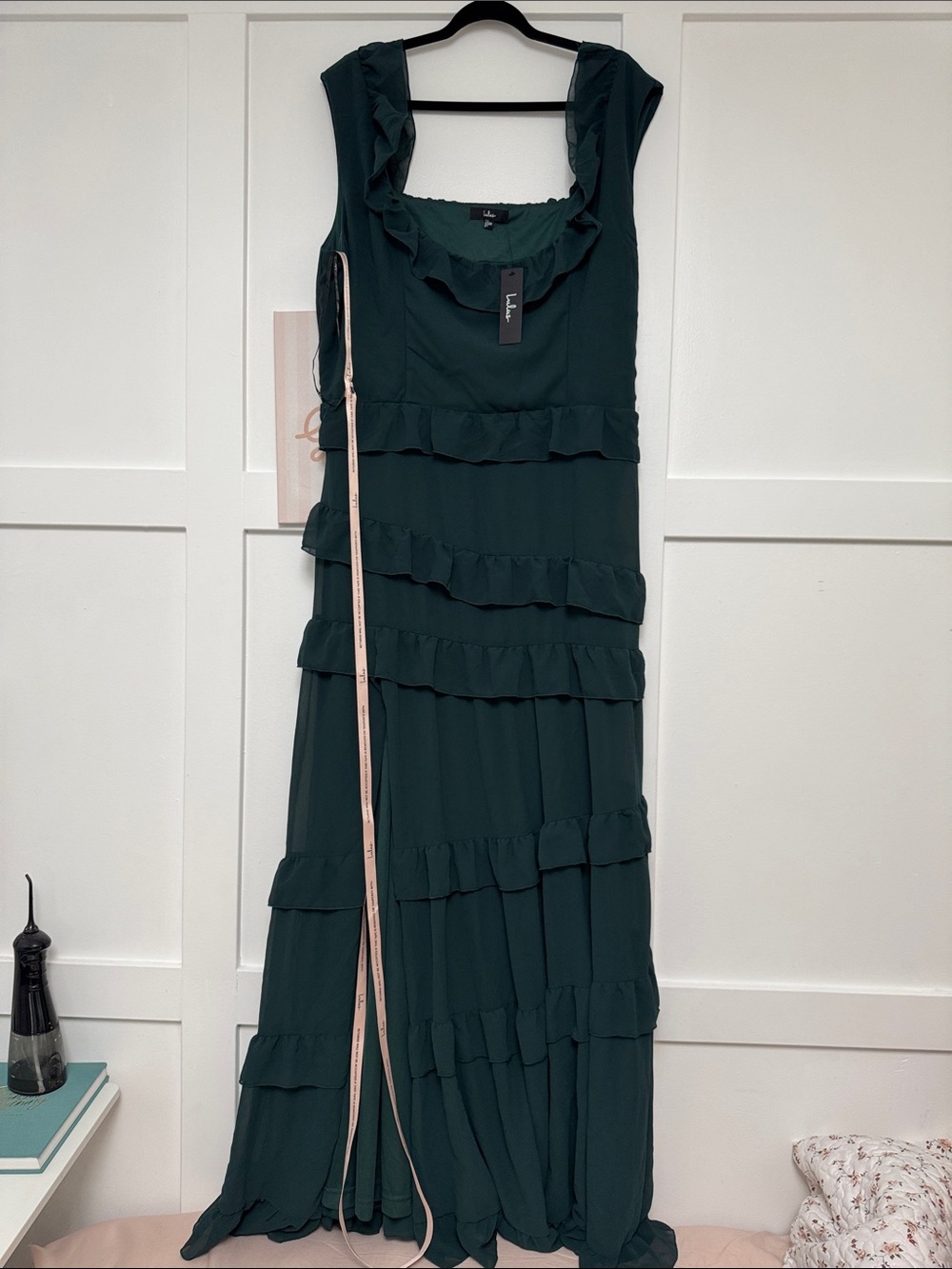 Lulu's Dark Green/Teal Ruffled Maxi Dress